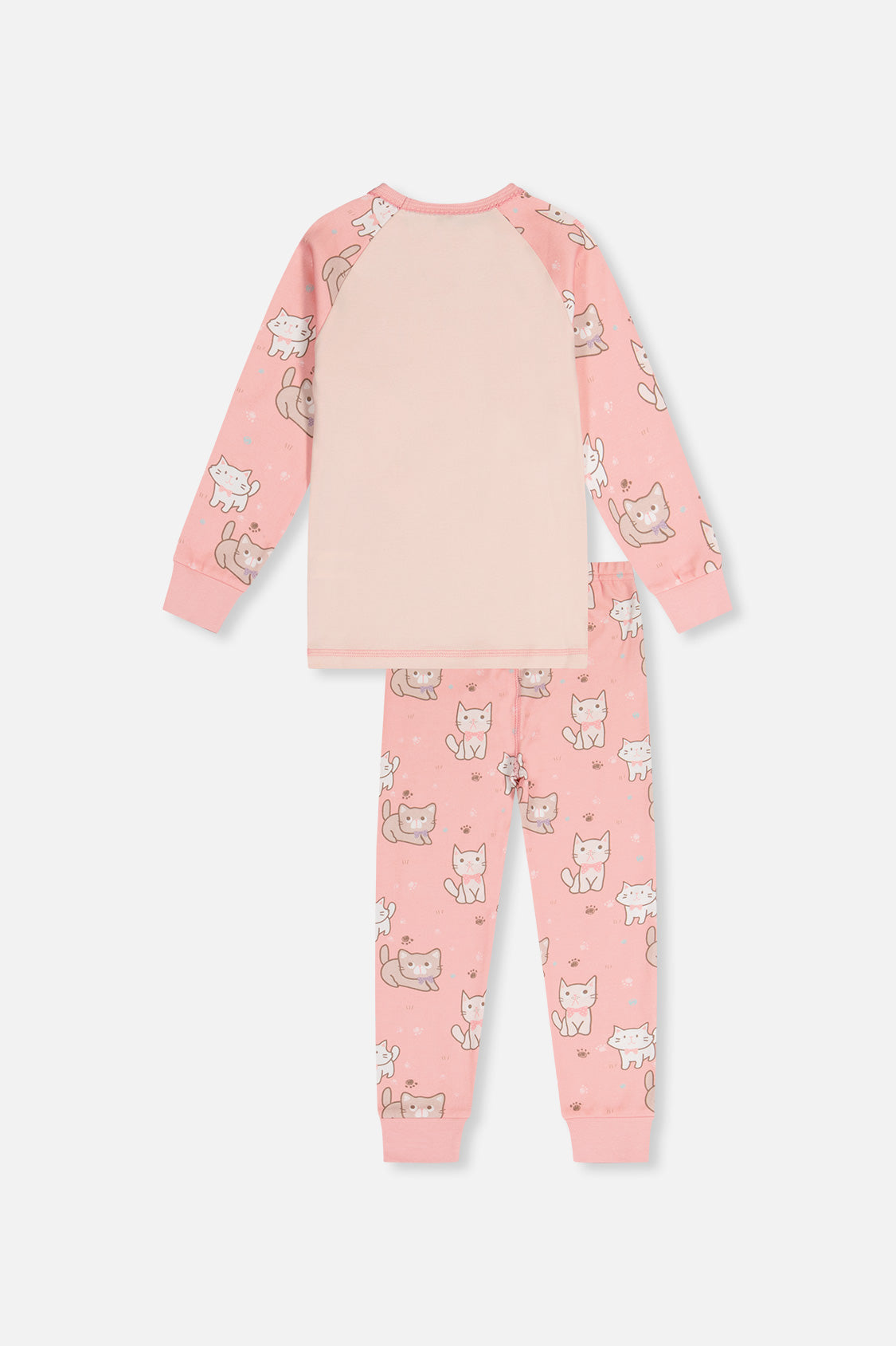 Organic Cotton Two Piece Pajama Set Pink Cat Print - J20PG10US_2J219