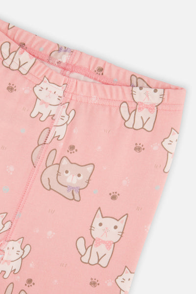 Organic Cotton Two Piece Pajama Set Pink Cat Print - J20PG10US_2J219