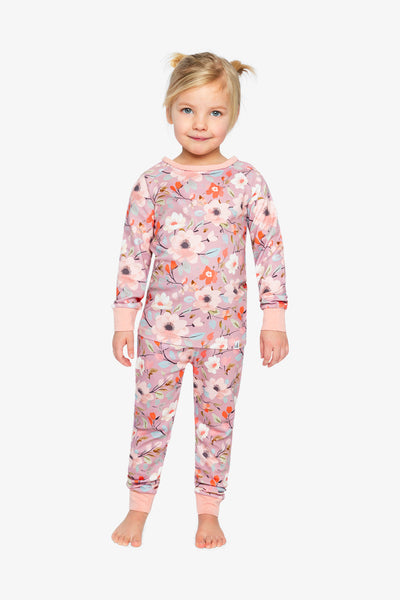 Organic Cotton Two Piece Pajama Set Pink Floral Print - J20PG10US_2J221