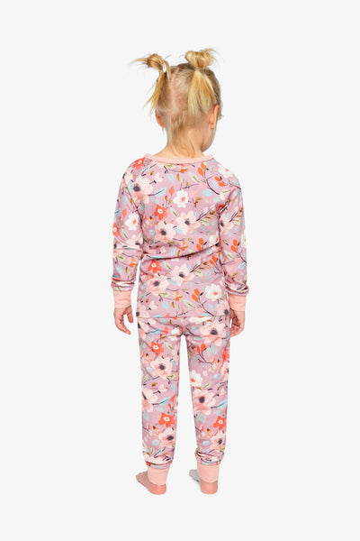 Organic Cotton Two Piece Pajama Set Pink Floral Print - J20PG10US_2J221