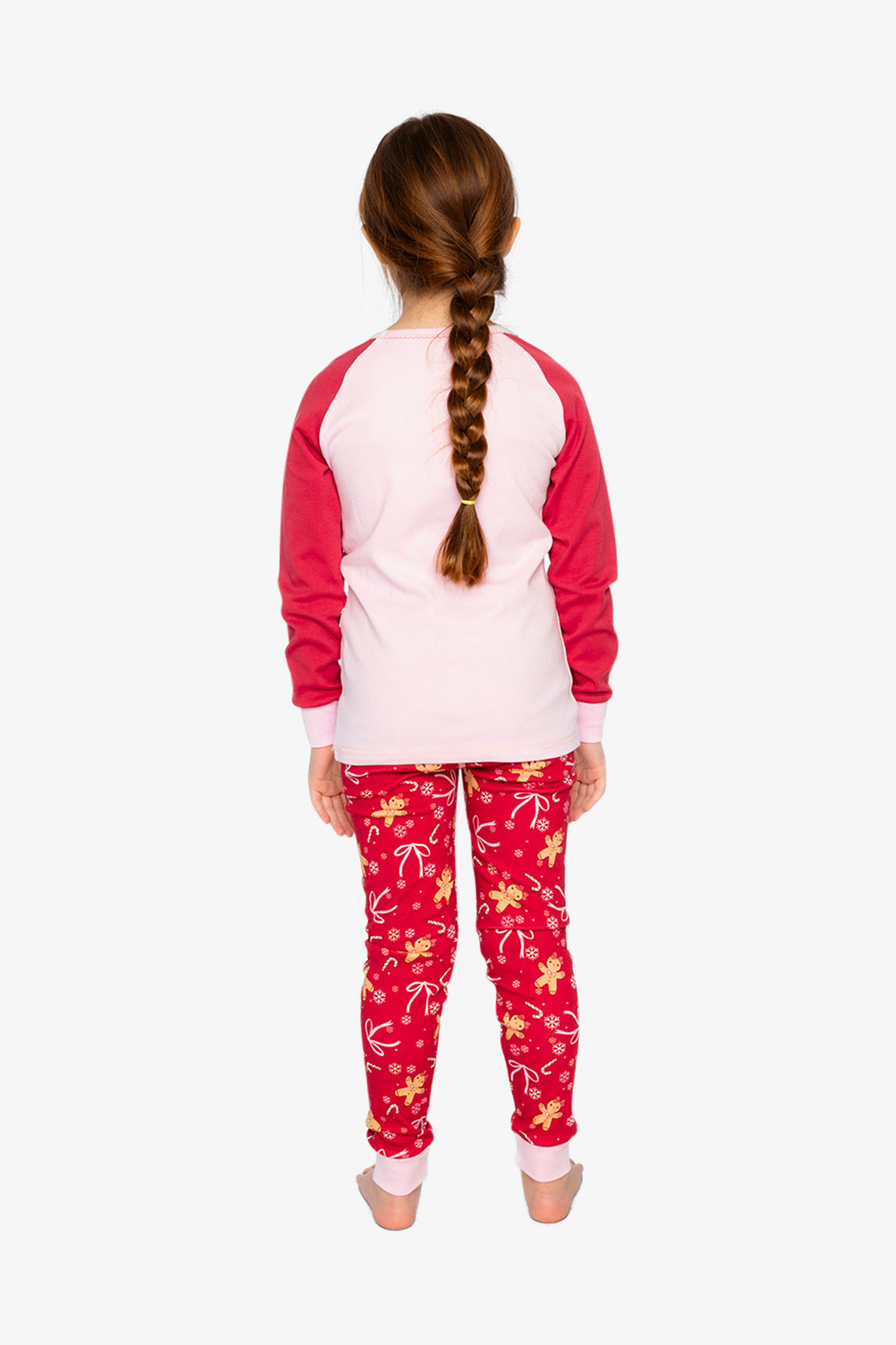 Organic Cotton Two Piece Pajama Set Red Gingerbread Print - J20PG10US_2J223