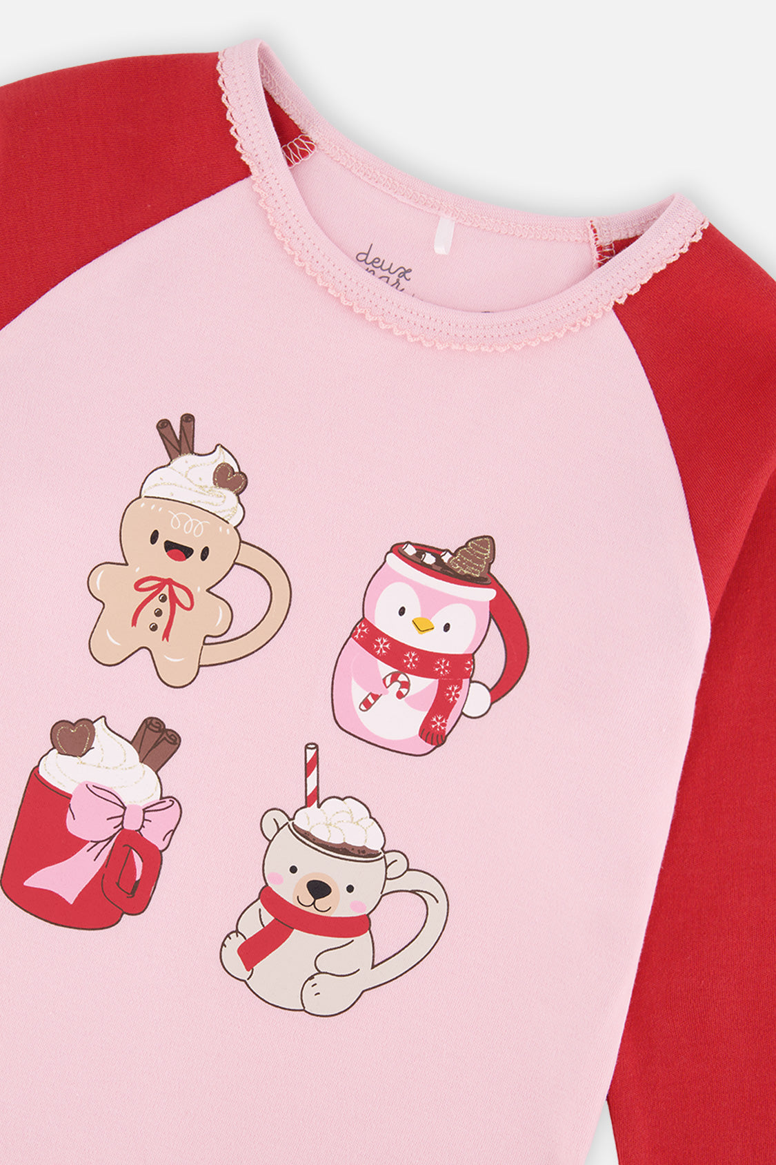 Organic Cotton Two Piece Pajama Set Red Gingerbread Print - J20PG10US_2J223
