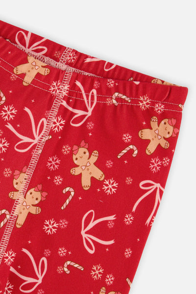 Organic Cotton Two Piece Pajama Set Red Gingerbread Print - J20PG10US_2J223