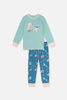 Organic Cotton Two Piece Pajama Set Blue House Print - J20PG10_2J218