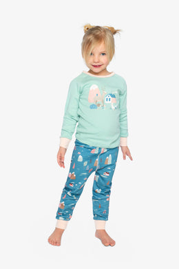 Organic Cotton Two Piece Pajama Set Blue House Print - J20PG10_2J218