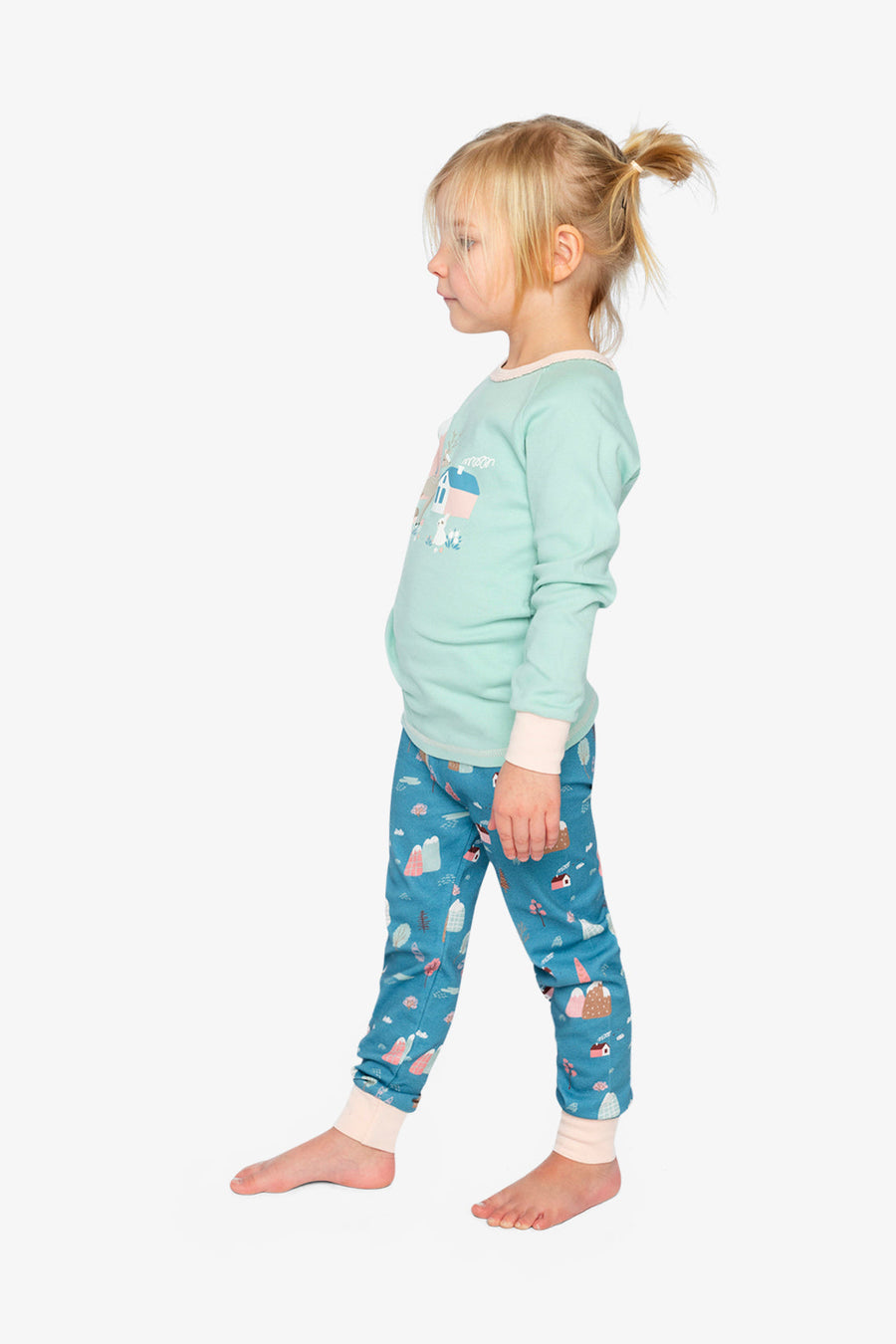 Organic Cotton Two Piece Pajama Set Blue House Print - J20PG10_2J218