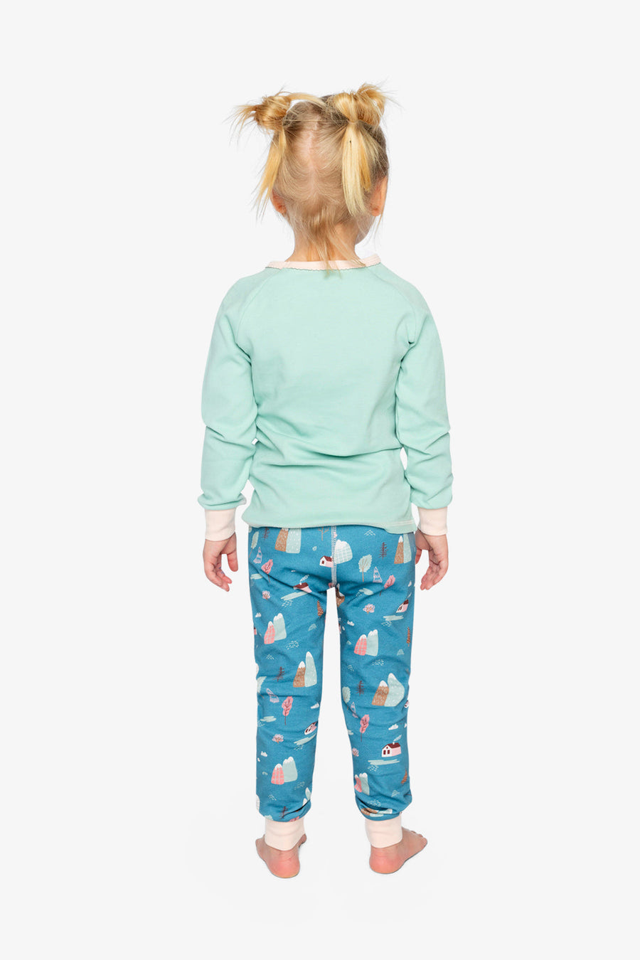 Organic Cotton Two Piece Pajama Set Blue House Print - J20PG10_2J218