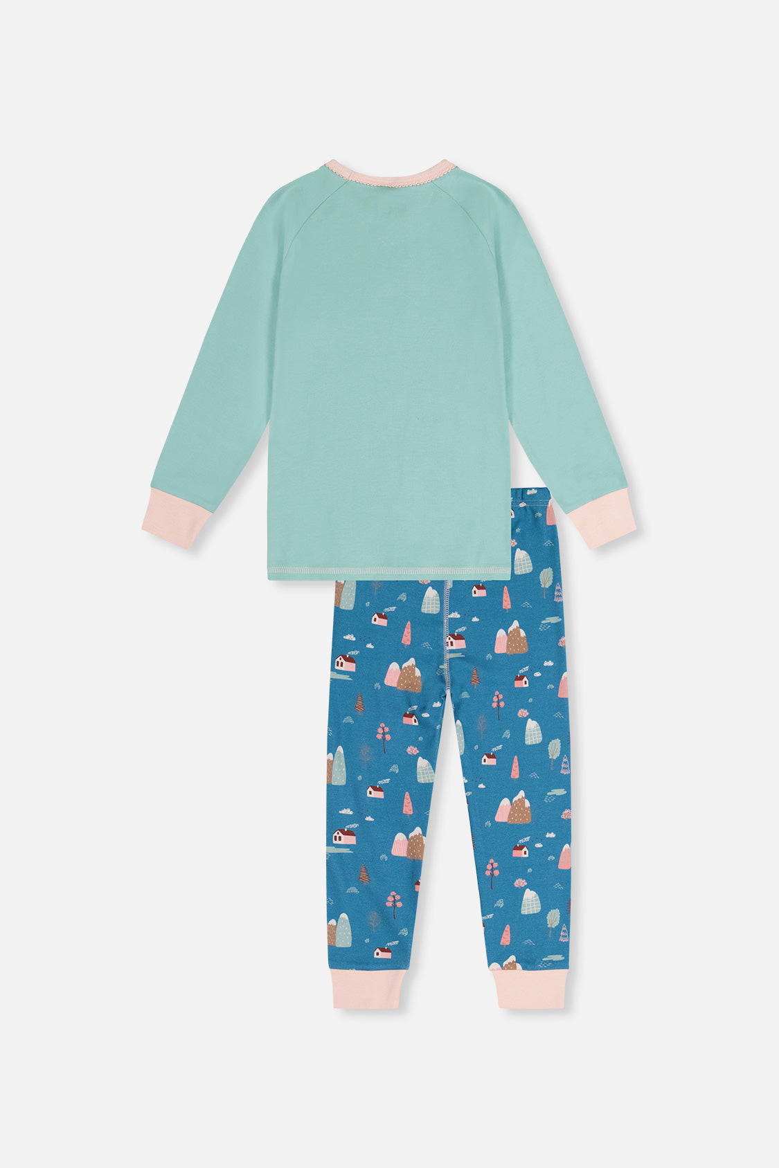 Organic Cotton Two Piece Pajama Set Blue House Print - J20PG10_2J218