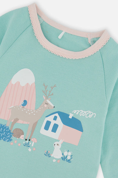 Organic Cotton Two Piece Pajama Set Blue House Print - J20PG10_2J218