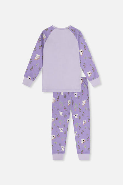 Organic Cotton Two Piece Pajama Set Purple Koala Print - J20PG10_2J220