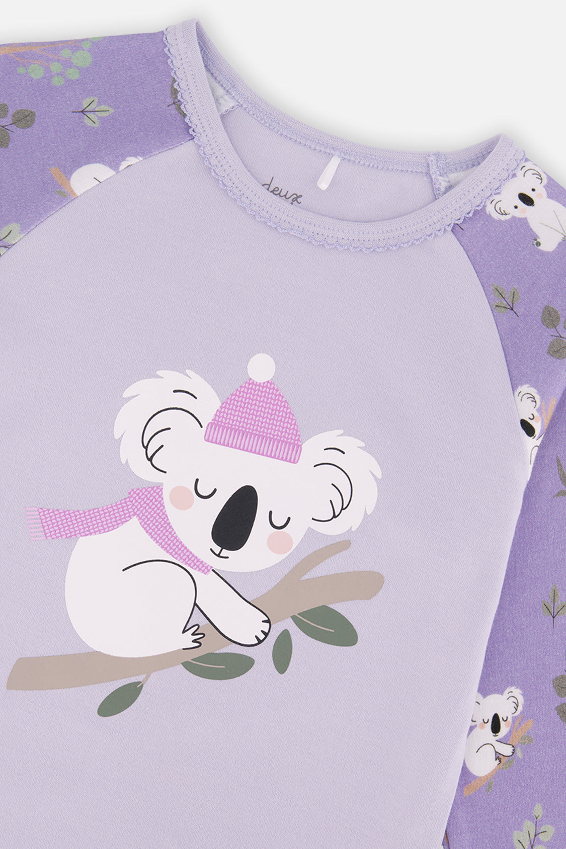 Organic Cotton Two Piece Pajama Set Purple Koala Print - J20PG10_2J220