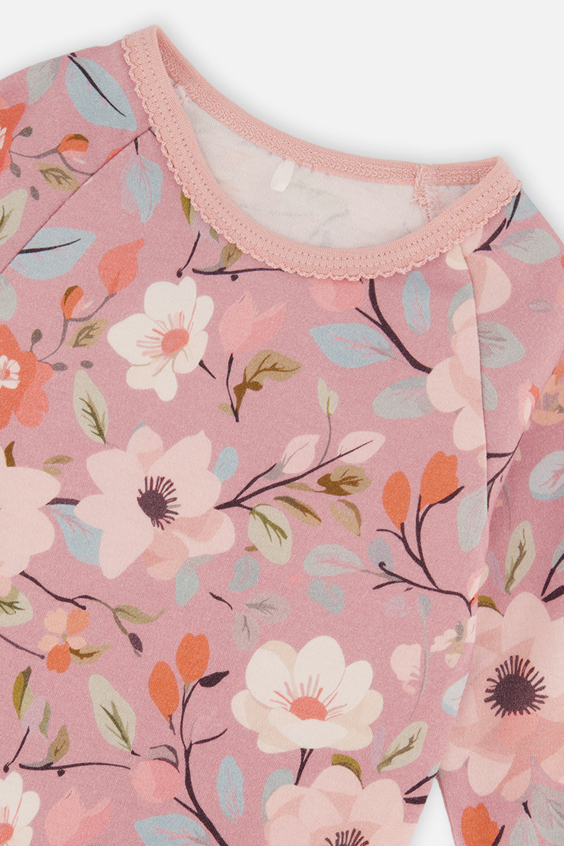 Organic Cotton Two Piece Pajama Set Pink Floral Print - J20PG10_2J221