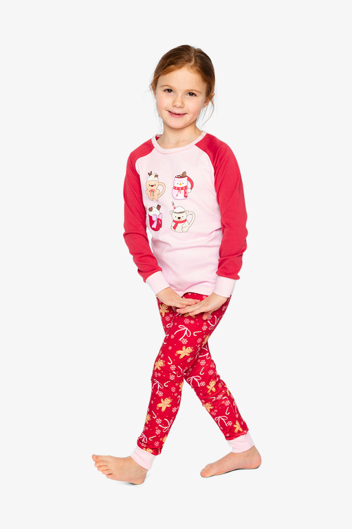 Organic Cotton Two Piece Pajama Set Red Gingerbread Print - J20PG10_2J223