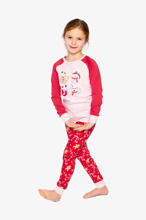 Organic Cotton Two Piece Pajama Set Red Gingerbread Print - J20PG10_2J223