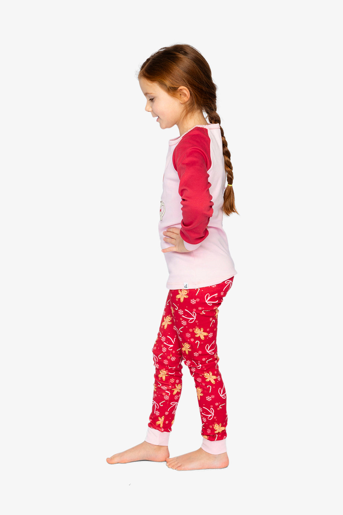 Organic Cotton Two Piece Pajama Set Red Gingerbread Print - J20PG10_2J223