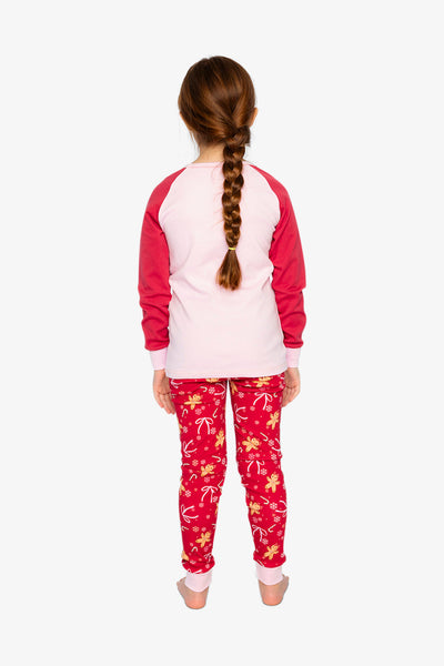 Organic Cotton Two Piece Pajama Set Red Gingerbread Print - J20PG10_2J223