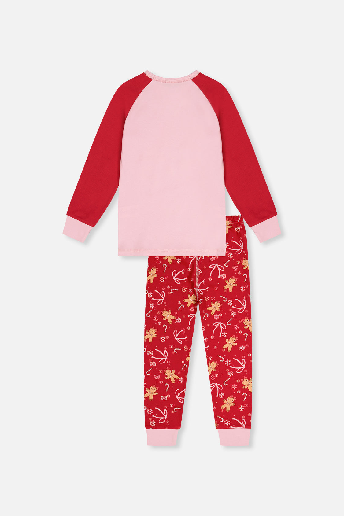 Organic Cotton Two Piece Pajama Set Red Gingerbread Print - J20PG10_2J223