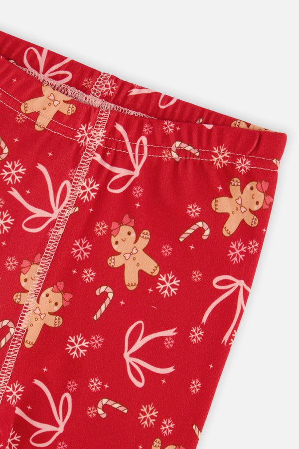 Organic Cotton Two Piece Pajama Set Red Gingerbread Print - J20PG10_2J223