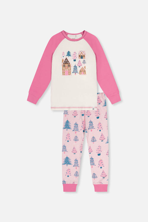 Organic Cotton Two Piece Pajama Set Pink Tree Print - J20PG10_2J224