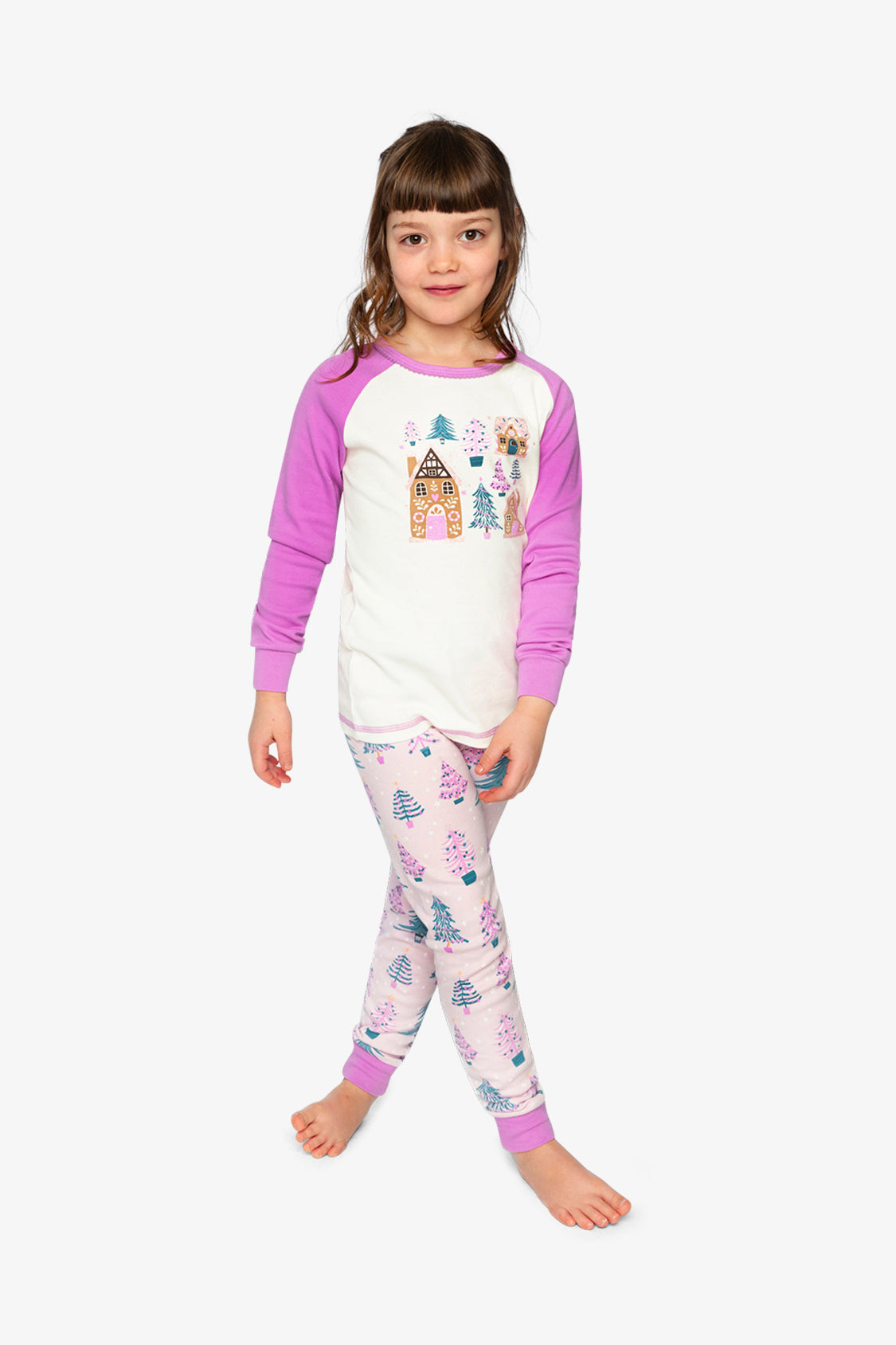 Organic Cotton Two Piece Pajama Set Pink Tree Print - J20PG10_2J224