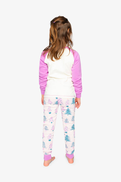 Organic Cotton Two Piece Pajama Set Pink Tree Print - J20PG10_2J224