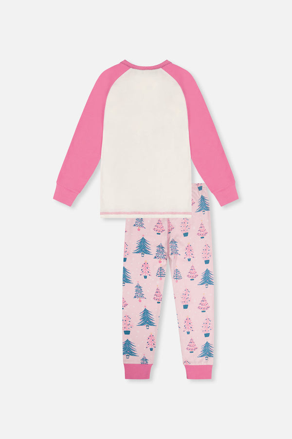 Organic Cotton Two Piece Pajama Set Pink Tree Print - J20PG10_2J224