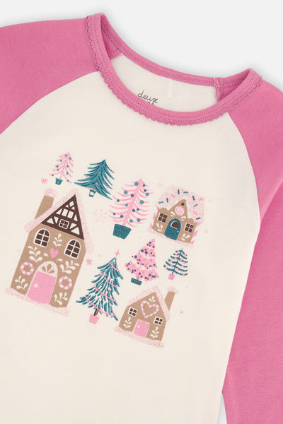 Organic Cotton Two Piece Pajama Set Pink Tree Print - J20PG10_2J224