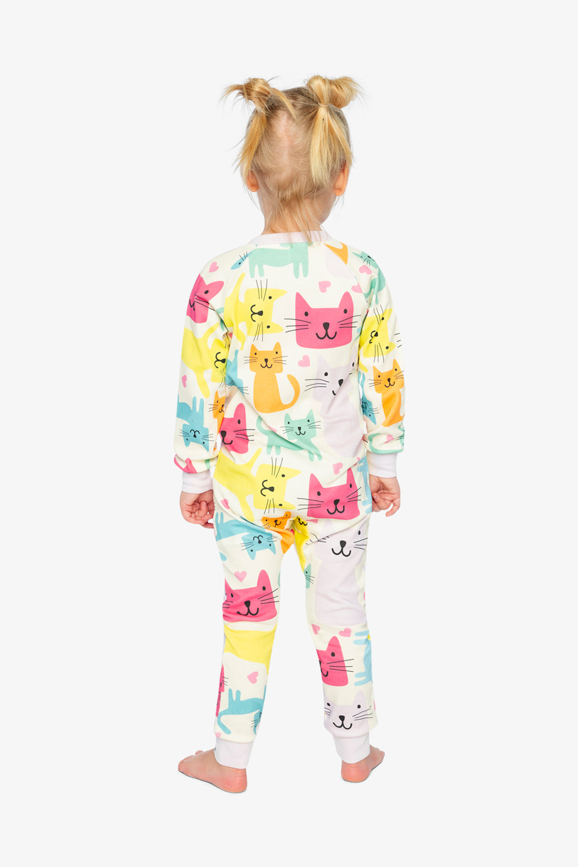 Organic Cotton One Piece Pajama White Cat Print - J20PG40_2J222