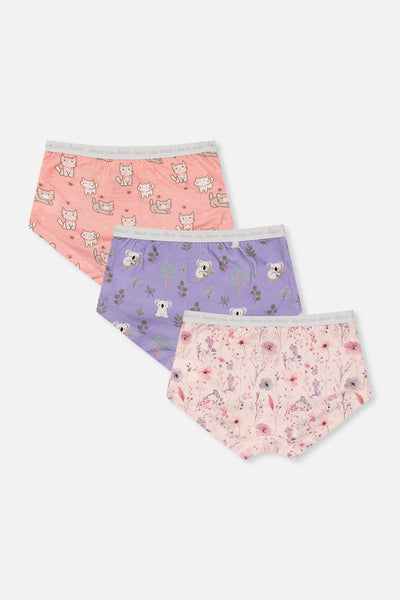 Boyshort Panty Pack Of 3 Pink Floral Prints
