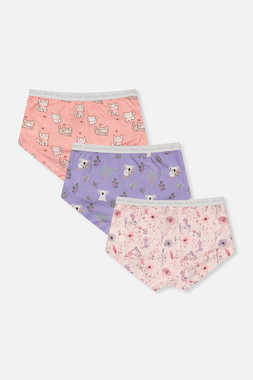 Boyshort Panty Pack Of 3 Pink Floral Prints