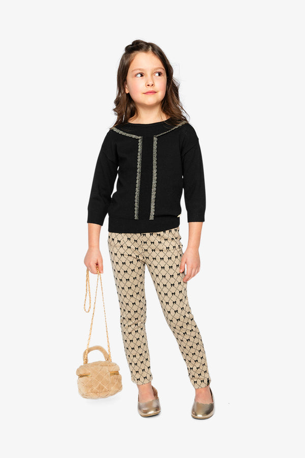 Treggings Beige Bow Tie Print - J20Q20_2J306