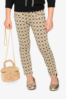 Treggings Beige Bow Tie Print - J20Q20_2J306
