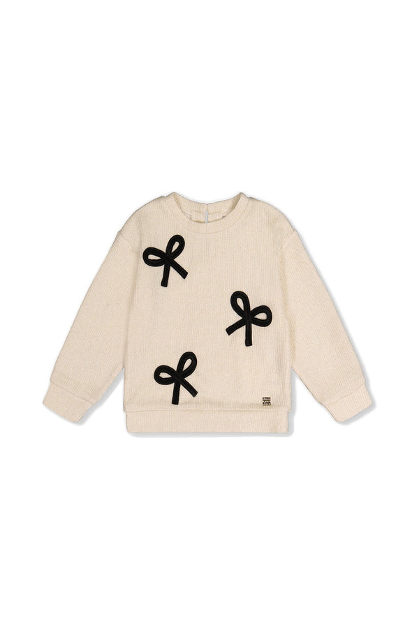Sweatshirt With Bows Beige And Black - J20Q32_01010