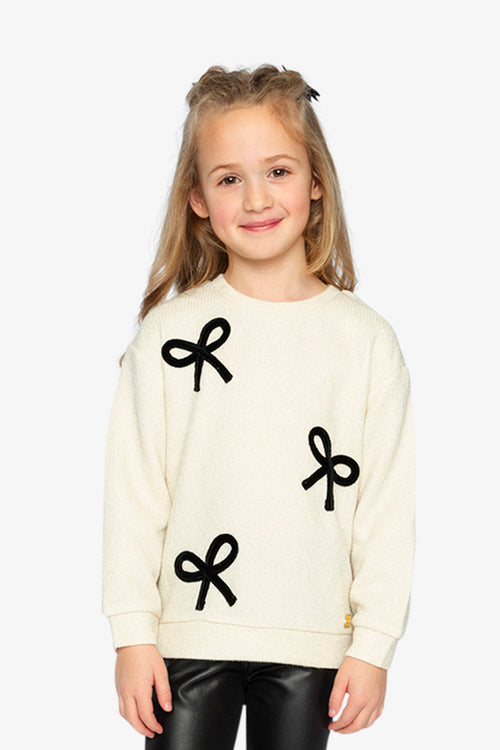 Sweatshirt With Bows Beige And Black - J20Q32_01010