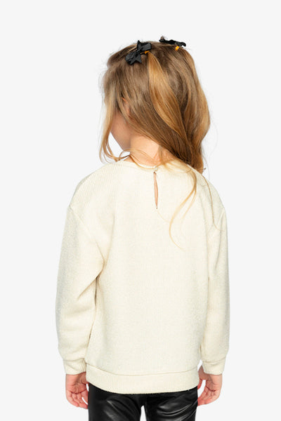 Sweatshirt With Bows Beige And Black - J20Q32_01010