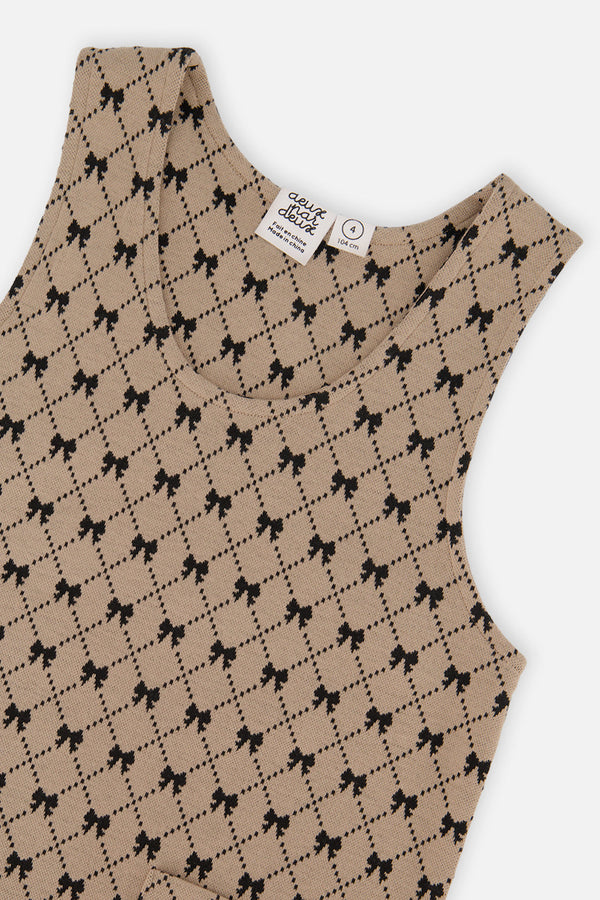 Jumper Beige Bow Tie Print - J20Q40_2J306