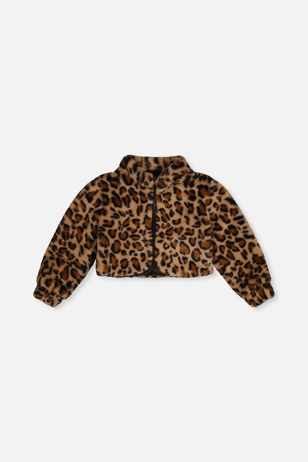Faux Fur Jacket Brown Leopard Print - J20Q50_2J303