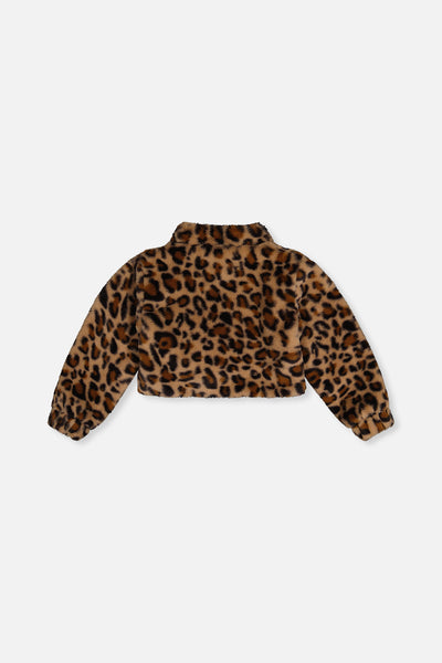 Faux Fur Jacket Brown Leopard Print - J20Q50_2J303