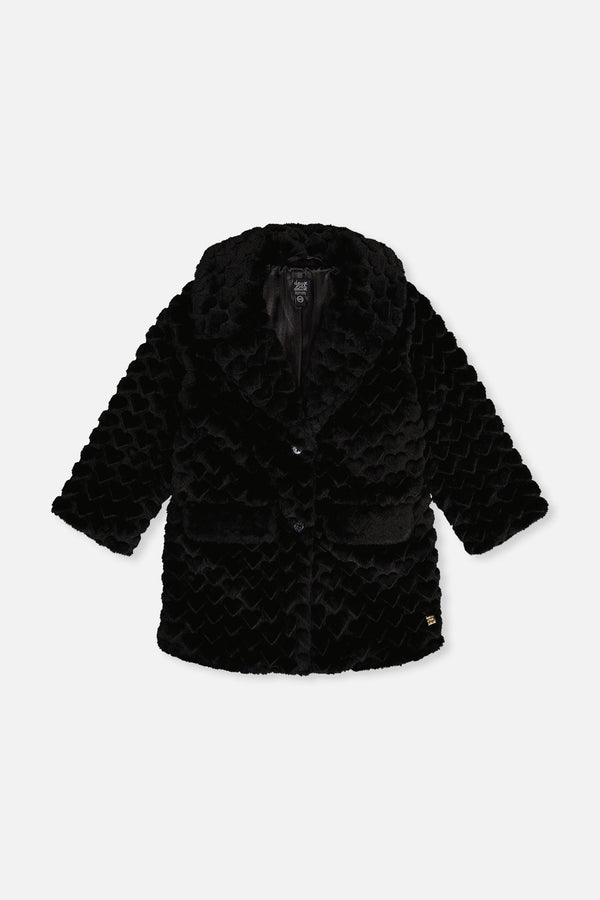 Faux Fur Long Coat Black - J20Q51_09990