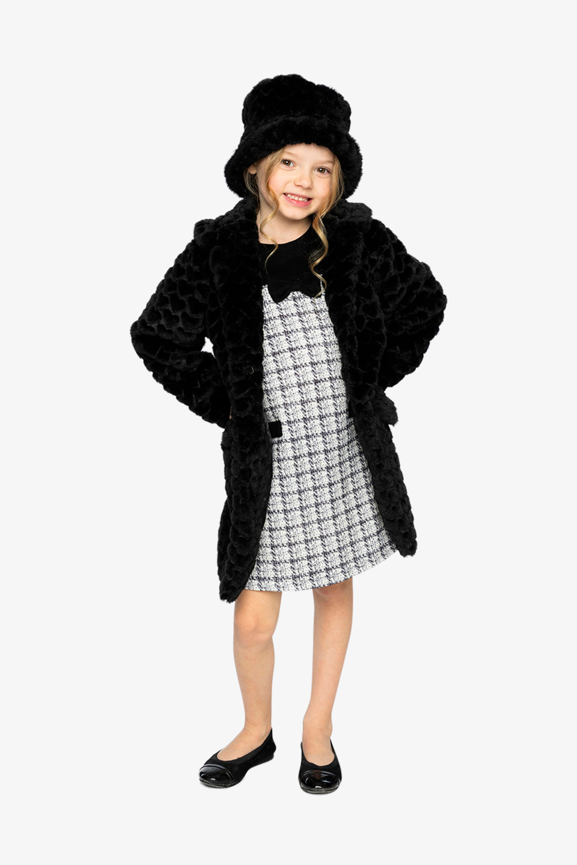 Faux Fur Long Coat Black - J20Q51_09990