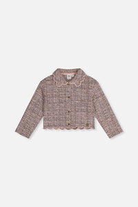 Kurze Jacke aus rosa-schwarzem Strick