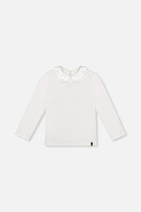 Organic Cotton T-Shirt With Peter Pan Collar Off-White