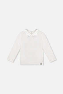 Organic Cotton T-Shirt With Peter Pan Collar Off-White