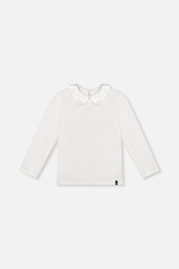 Organic Cotton T-Shirt With Peter Pan Collar Off-White