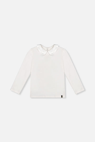 Organic Cotton T-Shirt With Peter Pan Collar Off-White