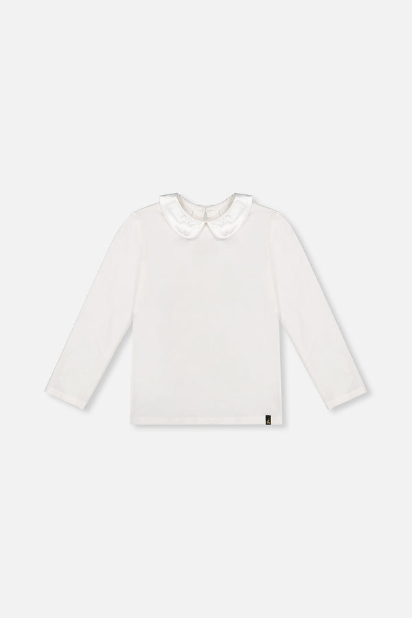 Organic Cotton T-Shirt With Peter Pan Collar Off-White