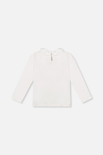 Organic Cotton T-Shirt With Peter Pan Collar Off-White