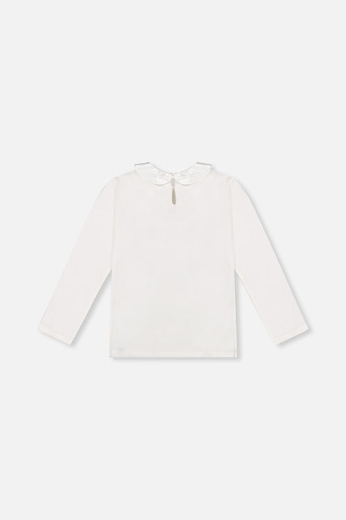 Organic Cotton T-Shirt With Peter Pan Collar Off-White