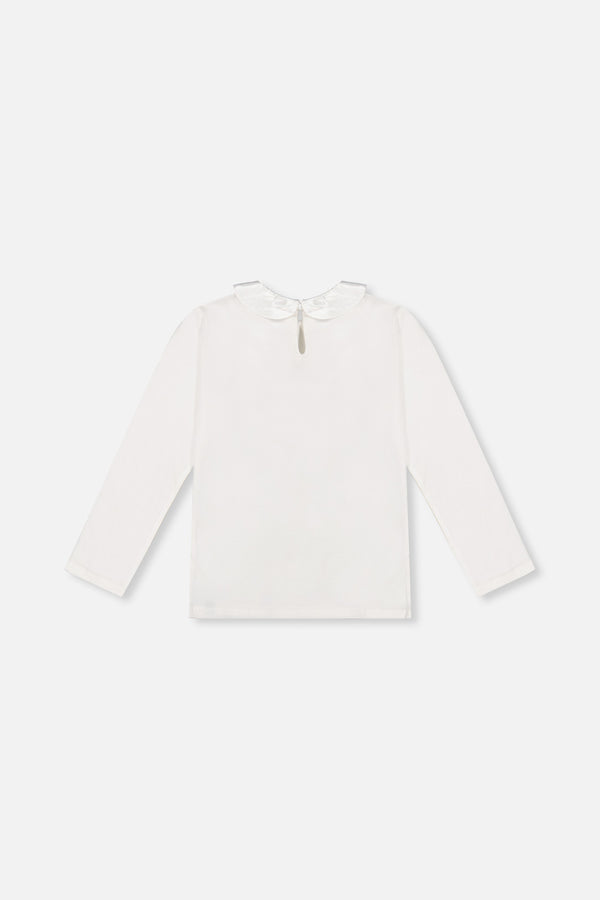 Organic Cotton T-Shirt With Peter Pan Collar Off-White