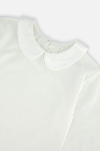 Organic Cotton T-Shirt With Peter Pan Collar Off-White